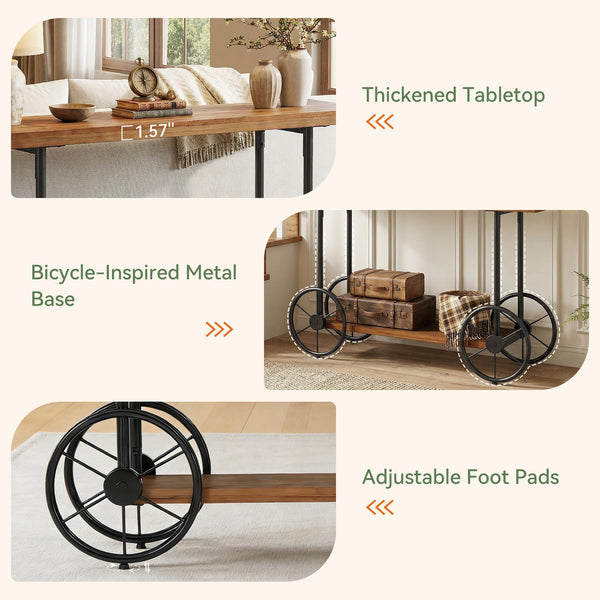Industrial 2-Tier Console Table with Storage Shelf