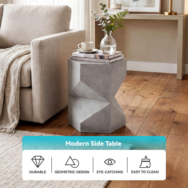 MgO Concrete Hexagonal Outdoor Side Table