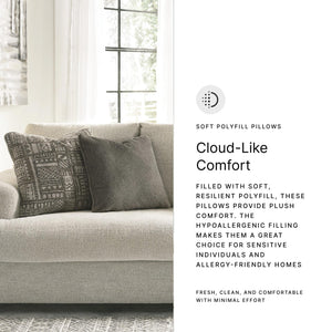 Cream Chenille Queen Sofa Sleeper with Accent Pillows