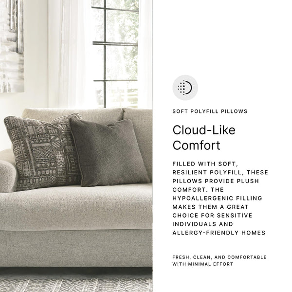 Cream Chenille Sleeper Sofa with Accent Pillows – 96" 3-Seat