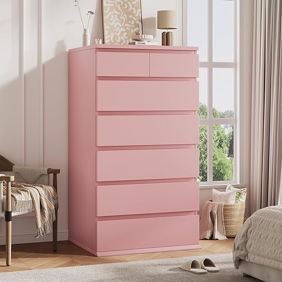 7-Drawer Tall Dresser with Jewelry Storage