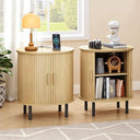 Fluted End Table with Storage & Charging Station