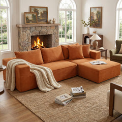 108" Cloud Sectional Sofa with Deep Seat & Movable Ottoman