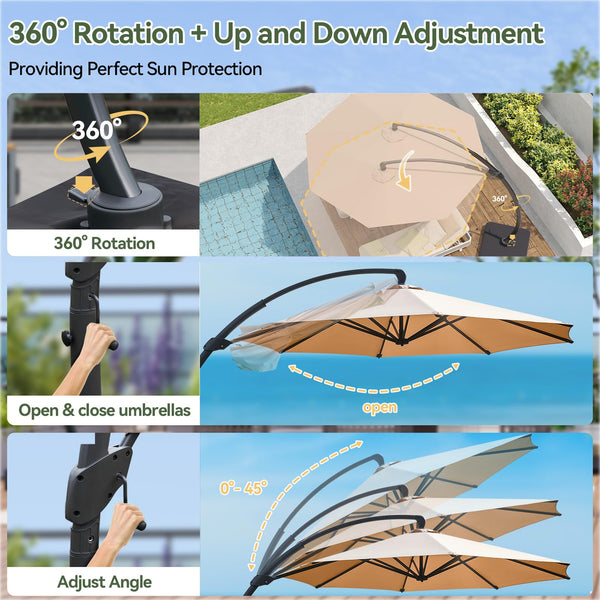 11 FT Cantilever Patio Umbrella with Base Included