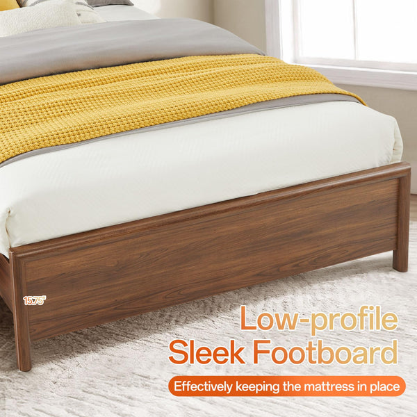 Queen Platform Bed Frame with Headboard and Wood Slat Support