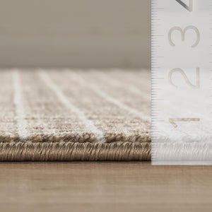Brown Micro Grid Area Rug – Geometric, Non-Shedding, Pet-Friendly