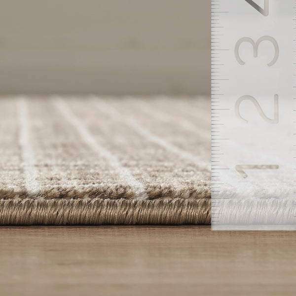 Brown Micro Grid Area Rug – Geometric, Non-Shedding, Pet-Friendly