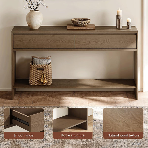 55-Inch Console Table with 2 Drawers & Open Shelf