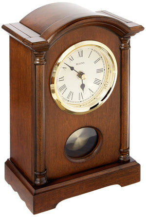 Walnut Chiming Pendulum Table Clock with Westminster Melody