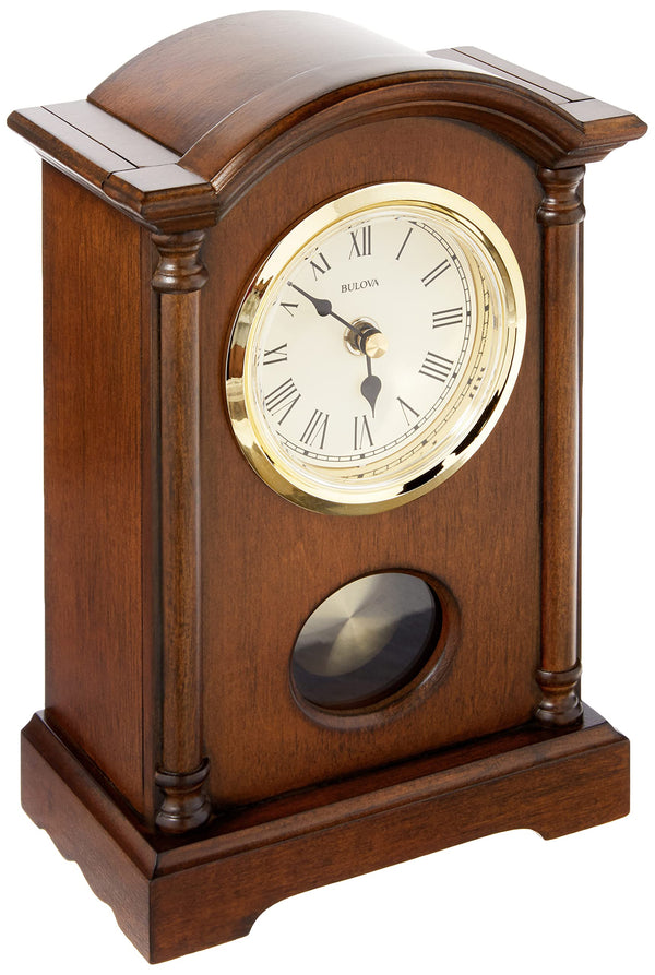 Walnut Chiming Pendulum Table Clock with Westminster Melody
