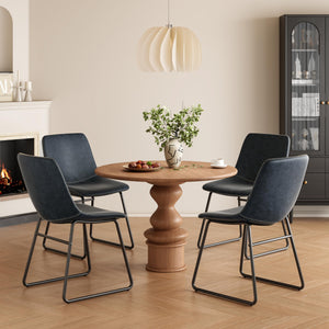 Faux Leather Dining Chairs Set of 2 with Metal Legs