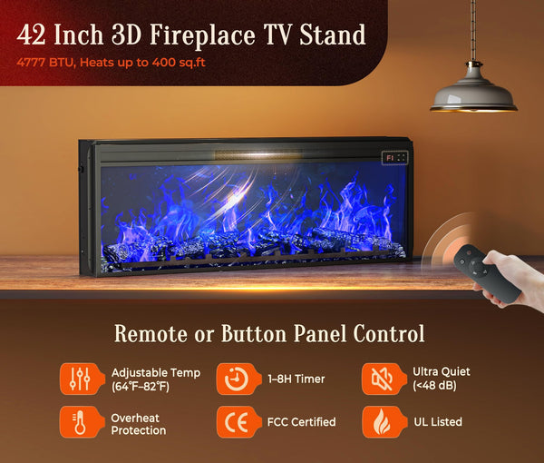 70" Fireplace TV Stand with 42" Electric Fireplace & 3 Drawers