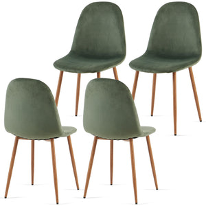 Velvet Dining Chairs Set of 4 with Metal Legs