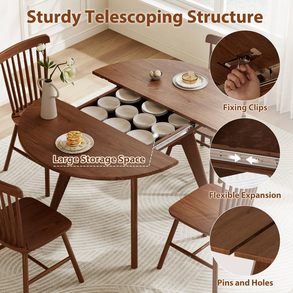 Solid Wood Expandable Round Dining Table