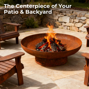 Corten Steel Round Fire Pit Bowl – Outdoor Wood Burning