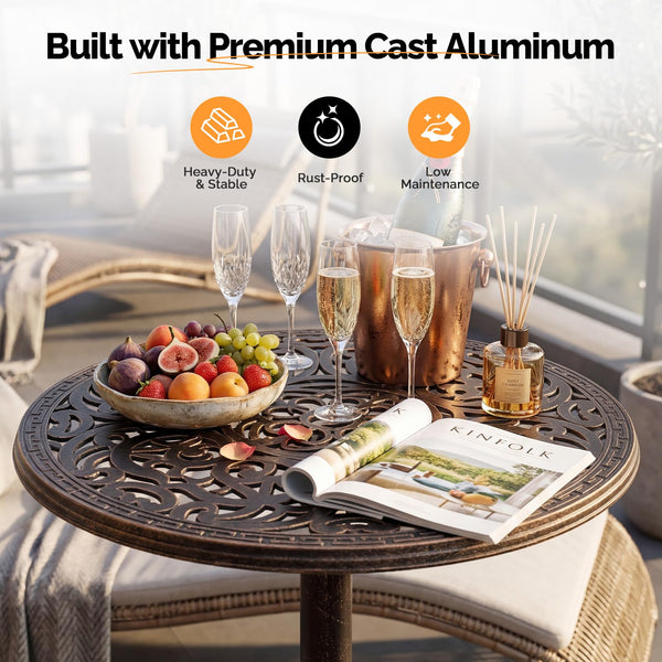 Round Outdoor Bar Table – Cast Aluminum Patio Pub Table