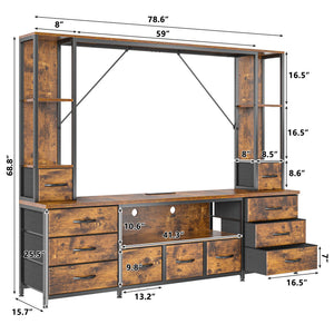 78.6" TV Stand with LED Lights, Drawers & Power Outlets