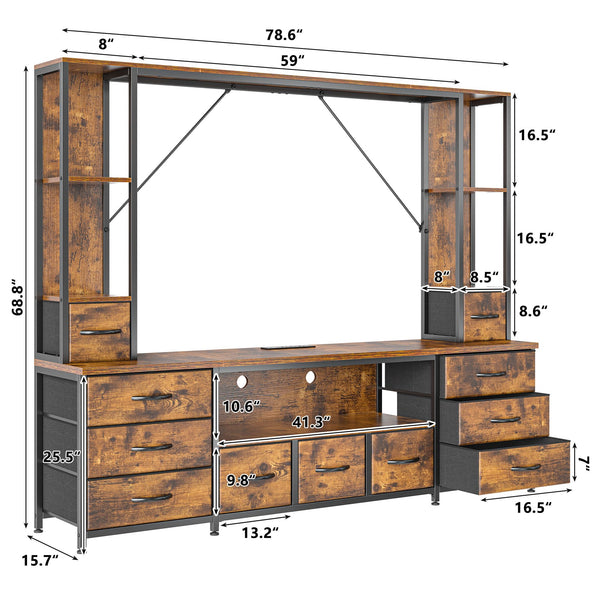 78.6" TV Stand with LED Lights, Drawers & Power Outlets