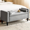 Linen Storage Ottoman Bench with Solid Wood Legs