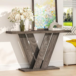 51-Inch Wood Console Table with V-Shaped Base