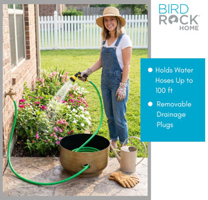Decorative Garden Hose Holder Pot with Lid – Antique Bronze