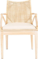 Solid Wood Rattan Arm Chair with Cotton Cushion