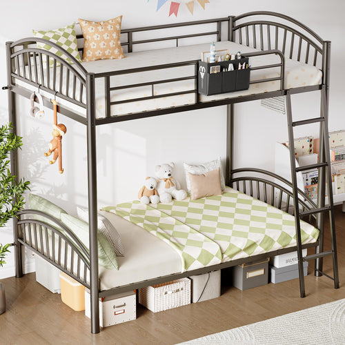 Twin Over Twin Metal Bunk Bed with Storage