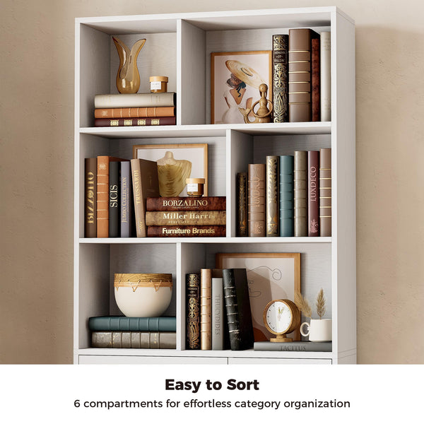 6-Tier Bookcase with Drawers & Cabinet
