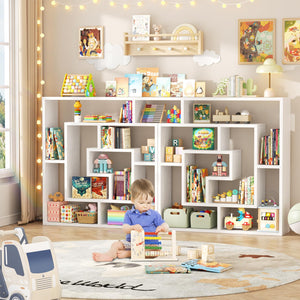 8-Shelf Geometric Bookcase – Freestanding & Wall Mount