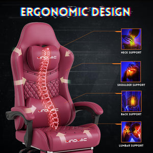 Ergonomic Gaming Chair with Retractable Footrest