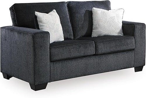 Modern Chenille Loveseat with Accent Pillows