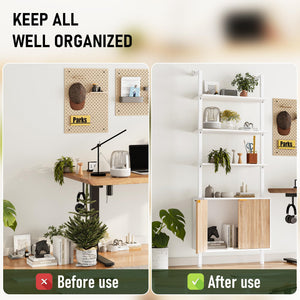 74" Ladder Bookshelf with Storage Cabinet