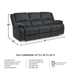 Dual Reclining Sofa with Pull Tab – Grey Chenille