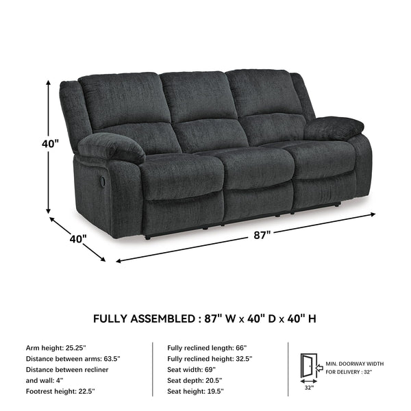 Dual Reclining Sofa with Pull Tab – Grey Chenille