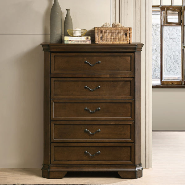 Traditional Wood Panel Bedroom Set – Antique Walnut