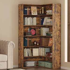6-Tier Corner Bookshelf with Baffles