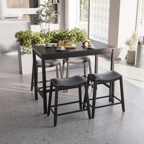 5-Piece Counter Height Dining Set with 4 Upholstered Stools
