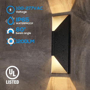 Dimmable LED Up Down Wall Light – 14 Inch, IP65, CRI 90+, 100-277V, Pack of 2