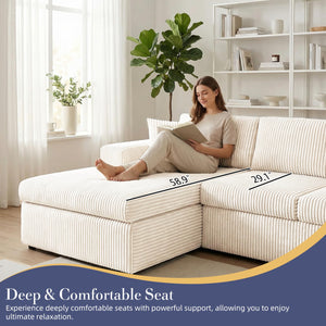 L-Shaped Modular Sectional Sofa with Oversized Chaise & Cloud Foam