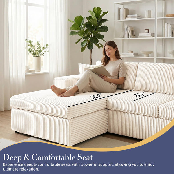 L-Shaped Modular Sectional Sofa with Oversized Chaise & Cloud Foam