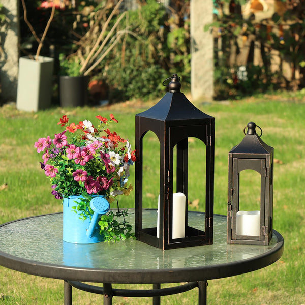 Metal Lanterns Set of 3 with LED Candles – Indoor & Outdoor Candle Holders