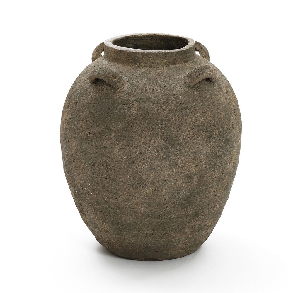 Rustic Terracotta Ceramic Vase – Round Brown Clay Floor Vase