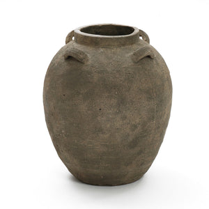 Rustic Terracotta Ceramic Vase – Round Brown Clay Floor Vase