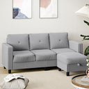 3-Seat L-Shaped Sectional Sofa with Storage Ottoman & Reversible Chaise