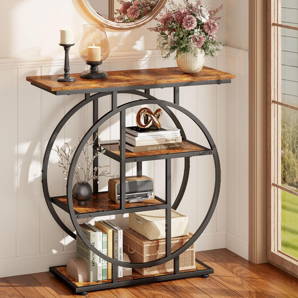 Narrow Console Table with Storage Shelves, 31.5"