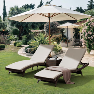 Outdoor Patio Chaise Lounge Set with Adjustable Backrest & Cushions