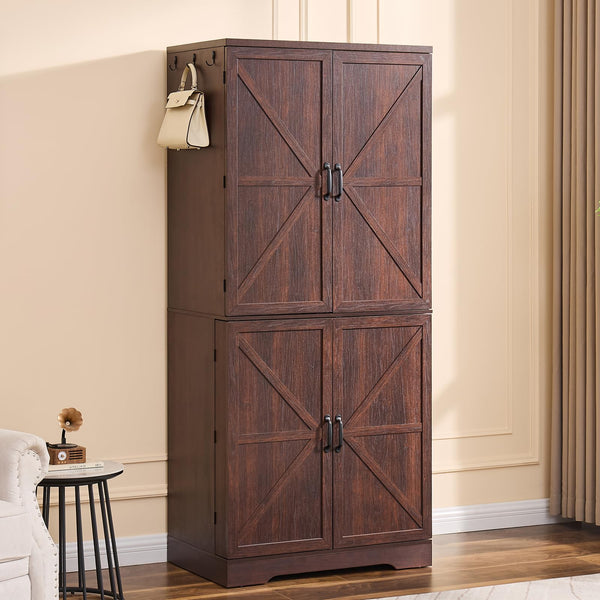 Armoire Wardrobe Closet with Hanging Rod, Shelves & Drawer