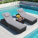 Outdoor Chaise Lounge Chair Set of 2 with Side Table