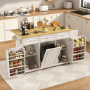 Rolling Kitchen Island with Power Outlet & Drop Leaf