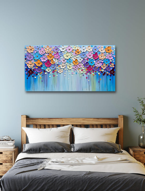 3D Floral Hand-Painted Canvas Wall Art